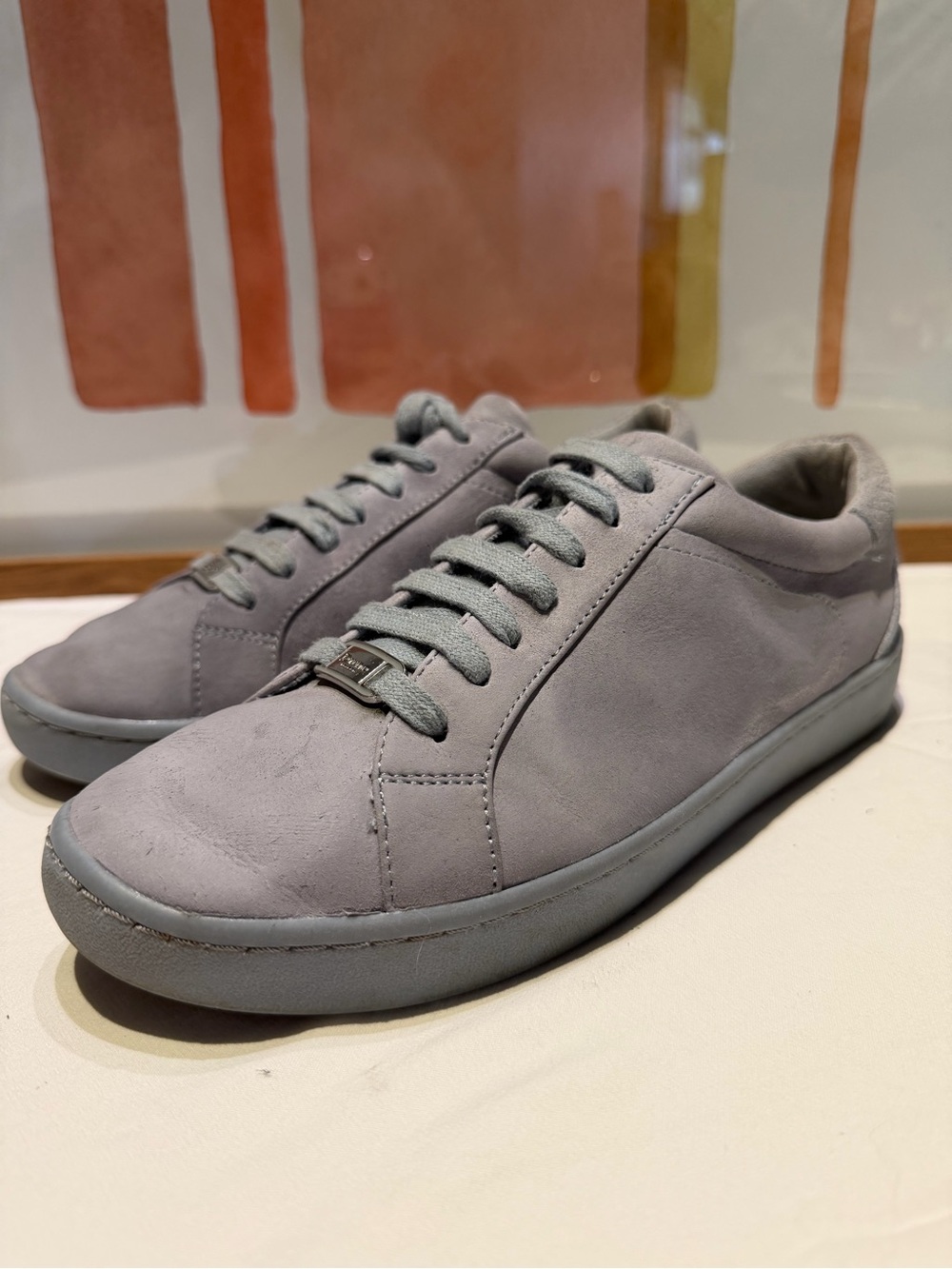 Dune London Light Blue Suede Low Top Sneakers Monochrome Sole Sz 7/38